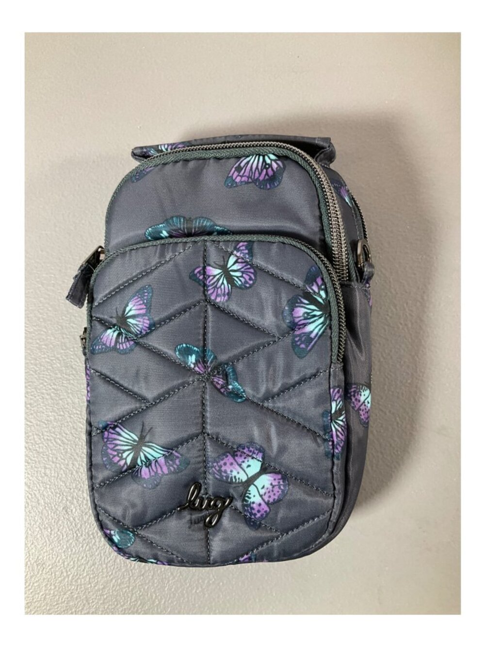 Lug Skeeter Mini 2 Convertible Crossbody and Hip Pouch, Butterfly Grey Pattern